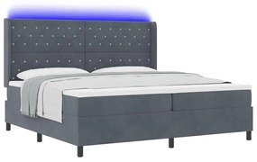 vidaXL Κρεβάτι Box Spring LED με Στρώμα Σκούρο γκρι 200 x 200 cm