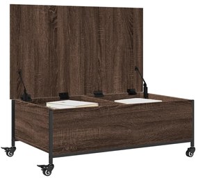 vidaXL Τραπεζάκι Σαλονιού Ροδάκια Καφέ Δρυς 91x55x34 εκ. Επεξ. Ξύλο