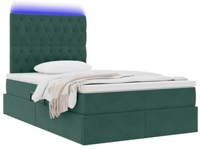 vidaXL Κρεβάτι με αποθηκευτικό χώρο και LED με στρώμα Σκούρο Πράσινο