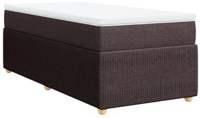 vidaXL Κρεβάτι Boxspring με Στρώμα Σκούρο Καφέ 90x200 εκ. Υφασμάτινο