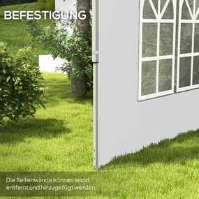 Σετ 2 πλαϊνά για κιόσκι 3x3/3x4 m, πλαϊνός τοίχος με παράθυρο, αδιάβροχο λευκό