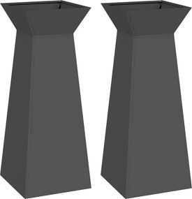 vidaXL Γλάστρα Πυλώνας 2 pcs Μαύρο 40 x 40 x 100 cm
