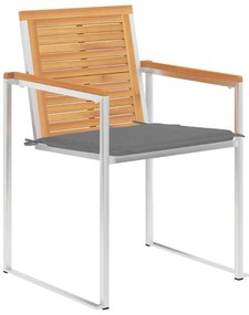 Καρέκλες Κήπου 2 τεμ. από Μασίφ Ξύλο Teak/Ατσάλι με Μαξιλάρια 3061516