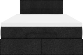 VidaXL Οθωμανικό κρεβάτι με στρώμα & LEDs Μαύρο 120x200 cm Ύφασμα