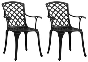 315572 vidaXL Καρέκλες Κήπου 2 τεμ. Μαύρες από Χυτό Αλουμίνιο Μαύρο, 1 Τεμάχιο