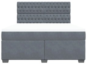 Κρεβάτι Boxspring με Στρώμα Σκούρο Γκρι 180x200 εκ. Βελούδινο - Γκρι