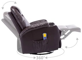 vidaXL Πολυθρόνα Μασάζ Ανακλινόμενη Καφέ από Συνθετικό Δέρμα