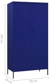 Ντουλάπα Ναυτικό Μπλε 90 x 50 x 180 εκ. από Ατσάλι - Μπλε