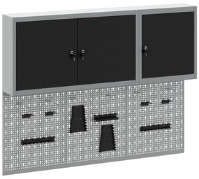 vidaXL Σετ Εργαλειοθήκης 5 Τεμαχίων με Πίνακα Αναρτήσεων Τοίχου Μαύρο Μέταλλο