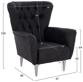 ΠΟΛΥΘΡΟΝΑ ΜΠΕΡΖΕΡΑ Τ. CHESTERFIELD ΣΕ ΧΡΩΜΑ ΜΑΥΡΟ HM9217.01 87x88x100 εκ.