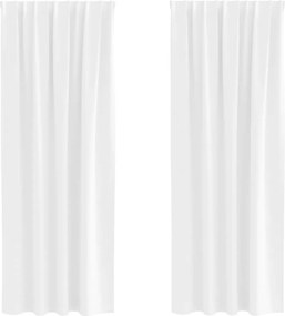 vidaXL Κουρτίνες Μαύρης Ύφανσης με Δαχτυλίδια 2 pcs Καθαρό Λευκό