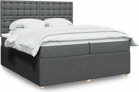 vidaXL Κρεβάτι Boxspring με Στρώμα Σκούρο Γκρι 200x200 εκ. Υφασμάτινο