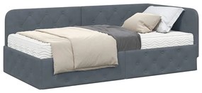 vidaXL Κρεβάτι Γωνίας με στρώμα Σκούρο Γκρι 90 x 190 cm Βελούδο