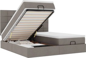vidaXL Οθωμανικό κρεβάτι με στρώματα Taupe 160x200cm ύφασμα