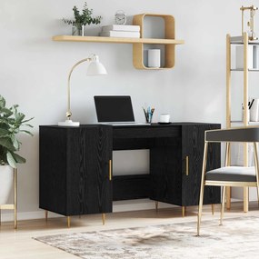 vidaXL Γραφείο με ράφι Μαύρη δρυς 140 x 50 x 75 εκ. Επεξεργασμένο ξύλο