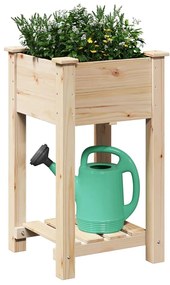 vidaXL Γλάστρα Κήπου με ράφι Μπεζ 45 x 45 x 76.5 εκ Στερεό ξύλο έλατου