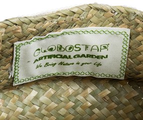 GloboStar® Artificial Garden MILOS 20306 Διακοσμητικό Ψάθινο Καλάθι - Κασπώ Γλάστρα - Flower Pot Μπεζ με Μακραμέ Φ17cm x Υ23cm