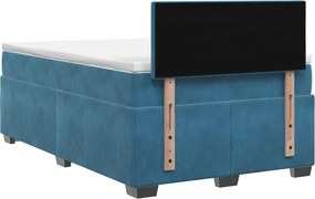 vidaXL Κρεβάτι Box Spring με Στρώμα και LED Μπλε 120 x 190 cm Βελούδο
