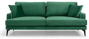 Καναπές 3θέσιος Fortune βελούδο πράσινο-μαύρο 205x90x88εκ Υλικό: FABRIC - METAL - WOOD 071-001198