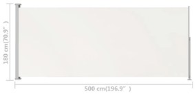 Σκίαστρο Πλαϊνό Συρόμενο Βεράντας Κρεμ 180 x 500 εκ. - Κρεμ