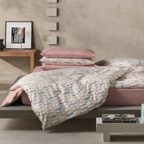 Σεντόνια Kansas 18 (Σετ 3τμχ) Salmon Pink-Green Kentia Single 160x270cm 100% Cotton