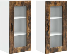 vidaXL Πάνελ πλυντηρίου πιάτων Kalmar 2 pcs Καπνιστό Δρύς