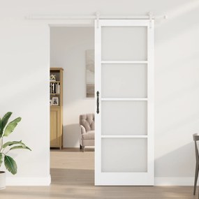 vidaXL Συρόμενη Πόρτα με Σετ Υλικών Λευκή 83x232 εκ. Σταθερό Ξύλο Πεύκου