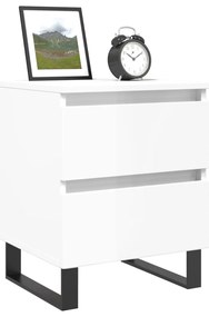 vidaXL Κομοδίνα 2 τεμ. Γυαλ. Λευκό 40 x 35 x 50 εκ. Επεξεργασμένο Ξύλο