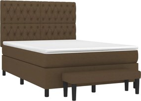 vidaXL Κρεβάτι Boxspring με Στρώμα Σκούρο Καφέ 140x190 εκ. Υφασμάτινο