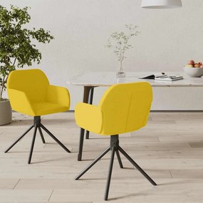 vidaXL Καρέκλες Τραπεζαρίας Περιστρεφόμενες 2 τεμ. Κίτρινες Βελούδινες