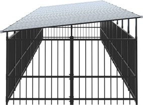 vidaXL Υπαίθριο Κλουβί Σκύλων με Οροφή από Χάλυβα 16,89 μ²