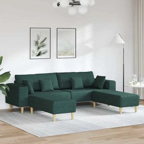 vidaXL Υφασμάτινος καναπές με μαξιλάρι 3 pcs Σκούρο Πράσινο 208 εκ. ύφασμα