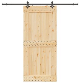 vidaXL Συρόμενη Μεσόπορτα με Μηχανισμό 100 x 210 εκ. Μασίφ Ξύλο Πεύκου