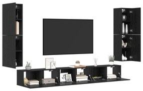 vidaXL Σετ επίπλου τηλεόρασης 5 pcs Μαύρη Δρυς Επεξεργασμένο ξύλο
