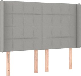 vidaXL Κρεβάτι Boxspring με Στρώμα &amp; LED Αν.Γκρι 140x200εκ. Υφασμάτινο