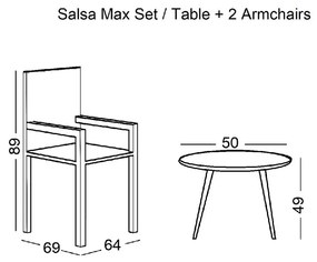 SALSA MAX SET ΚΗΠΟΥ - ΒΕΡΑΝΤΑΣ ΜΕΤΑΛΛΟ ΒΑΦΗ ΜΑΥΡΟ, WICKER ΦΥΣΙΚΟ: ΤΡΑΠΕΖΑΚΙ+2 ΠΟΛΥΘΡΟΝΕΣ