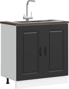 vidaXL Ντουλάπι βάσης νεροχύτη Kalmar Μαύρο 80x46x81,5 εκ. Επεξ. Ξύλο