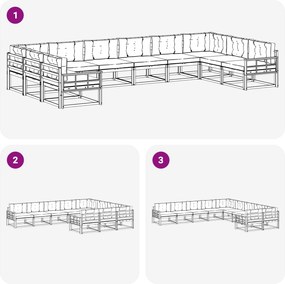 vidaXL Σειρά Καναπέ Εξωτερικού με μαξιλάρι 10 pcs Λευκό και Μπεζ