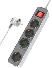 POWERTECH πολύπριζο ασφαλείας PT-1056, 4x schuko, 16A, 1.4m, λευκό