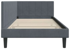 vidaXL Κρεβάτι Γωνίας με κεφαλάρι Σκούρο γκρι 100 x 200 cm Βελούδο