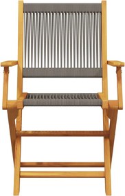 vidaXL Σετ Επίπλων Bistro 3 τεμ.Γκρι Πολυπροπυλένιο/Μασίφ Ξύλο