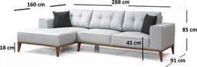 Corner Sofa-Bed Montana Corner Left (Chl+3R) Light Grey