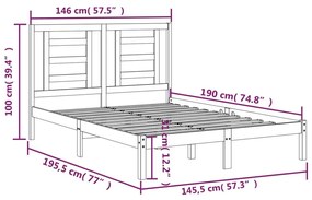 Σκελετός Κρεβ. Χωρίς Στρώμα Λευκό 140x190 εκ Μασίφ Πεύκο - Λευκό