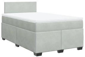 vidaXL Κρεβάτι Boxspring με Στρώμα Ανοιχτό Γκρι 120x190 εκ. Βελούδινο