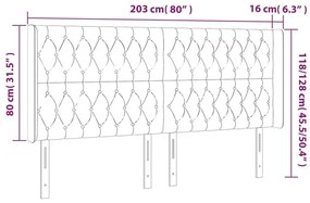 Κεφαλάρι Κρεβατιού LED Μαύρο 203x16x118/128 εκ. Υφασμάτινο - Μαύρο