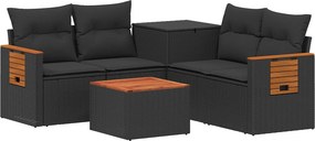 vidaXL Σετ Καναπέ 6 τμχ. Μαύρο 55 x 55 x 37 εκ Πολυ-ρακί και Χάλυβας