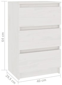 vidaXL Κομοδίνα 2 τεμ. Λευκά 40 x 29,5 x 64 εκ. από Μασίφ Ξύλο Πεύκου