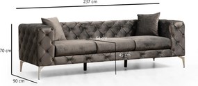 Καναπές 3θέσιος Chesterfield Como - Anthracite