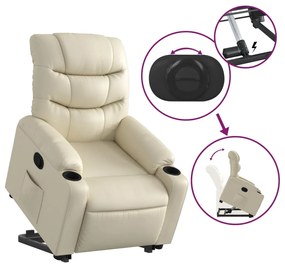 vidaXL Πολυθρόνα Ανακλινόμενη με Ανύψωση Κρεμ από Συνθετικό Δέρμα