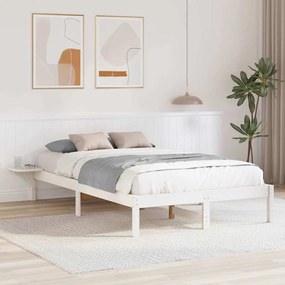 vidaXL Πλαίσιο κρεβατιού με κομοδίνα Λευκό 140 x 190 cm Λευκό